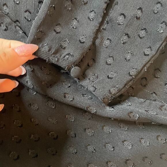 GUESS Sheer Black Longsleeve Wrap Top Polka Dot Small - Picture 4 of 5